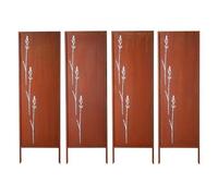 VEVOR Separador de Ambientes Metal, 50 x 160 cm, Biombo de Exterior, Paquete de 4 Piezas, Decoración Elegante, Diseño de Naturaleza, con Estacas, Pantalla de Privacidad para Jardín Patio, Marrón Óxido