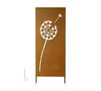 VEVOR Separador de Ambientes Metal, 61 x 160 cm, Biombo de Exterior, Patrón de Diente de León, Marco de Acero, Estacas de Tierra, Pantalla de Privacidad para Jardín Patio Terraza Pared, Marrón Óxido