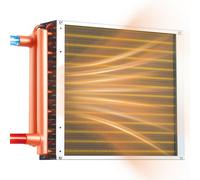 VEVOR Serpentín de Intercambio de Calor de 356 x 356 mm, Intercambiador de Calor Aire-Agua con Aletas de Aluminio y Tubos de Cobre, Capacidad 65000 BTU/h para Hornos, Refrigeración, Calefacción, HVAC