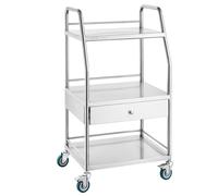 VEVOR Servicio de Laboratorio, 3 Capas de Acero Inoxidable, cajón médico, Carrito utilitario con Ruedas bloqueables, para Laboratorio, Hospital, Uso Dental, Plata, 540 x 460 x 990