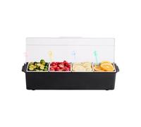 VEVOR Servidor de Condimentos Refrigerado, con 4 Compartimentos, Tapa para Guarniciones Refrigeradas, para Servir Ensaladas, Frutas, Suministros para el Hogar y Restaurantes, 503 x 165 x 117 mm