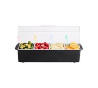 VEVOR Servidor de Condimentos Refrigerado, con 4 Compartimentos, Tapa para Guarniciones Refrigeradas, para Servir Ensaladas, Frutas, Suministros para el Hogar y Restaurantes, 503 x 165 x 117 mm