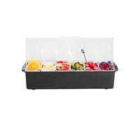 VEVOR Servidor de Condimentos Refrigerado, para Servir Condimentos Refrigerado con 6 Compartimentos, con Tapa para Guarniciones Refrigeradas, para Servir Ensaladas, Frutas, 503 x 165 x 117 mm