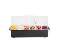 VEVOR Servidor de Condimentos Refrigerado, para Servir Condimentos Refrigerado con 6 Compartimentos, con Tapa para Guarniciones Refrigeradas, para Servir Ensaladas, Frutas, 503 x 165 x 117 mm