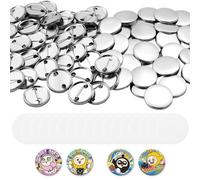 VEVOR Set de 200 Chapas para Hacer 32 mm Chapas Metálicas con Aguja Montada, Pines Personalizados Compatibles con Máquina de Insignia, con Papeles Redondos en Blanco, para Crear Regalo Decoración