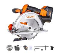 VEVOR Sierra circular de batería, hoja de 6-1/2", velocidad de 4700 RPM, inclinación de 0-45 grados, motor sin escobillas, luz LED, juego de sierra circular eléctrica con batería y cargador incluidos
