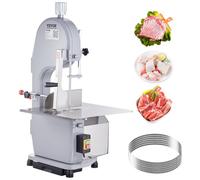 VEVOR Sierra de cinta eléctrica comercial para carne, máquina cortadora de huesos de acero inoxidable de 1100 W para encimera, Workbeach de 19,3" x 15", grosor de corte de 0,16 a 7,9 pulgadas, cortado