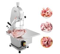 VEVOR Sierra de Cinta Eléctrica Comercial para Carne y Huesos de Acero Inoxidable de 1800 W para Encimera, Grosor Máximo de Corte 180 mm, con 5 Cuchillas para Costillas Cerdo y Res, 515 x 490 x 860 mm