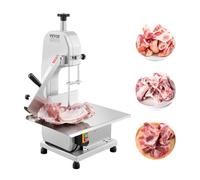 VEVOR Sierra de Cinta Eléctrica Comercial para Carne y Huesos de Acero Inoxidable de 650 W para Encimera, Grosor Máximo de Corte de 110 mm, para Costillas de Cerdo y Res, 415 x 483 x 750 mm, Plata