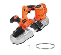 VEVOR Sierra de Cinta Portátil, Corte Profundo de 65 mm 360 W Motor sin Escobillas Sierra de Cinta Inalámbrica y Compacta con Ganchos, Velocidad Variable de 0-192 m/min para Cortar Metal y Madera