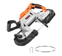 VEVOR Sierra de Cinta Portátil, Corte Profundo de 127 mm 360 W Motor sin Escobillas Sierra de Cinta Inalámbrica y Compacta con Ganchos, Velocidad Variable de 0-120 m/min para Cortar Metal y Madera