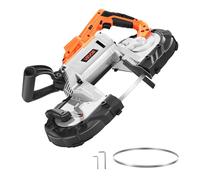 VEVOR Sierra de Cinta Portátil, Corte Profundo de 127 mm 360 W Motor sin Escobillas Sierra de Cinta Inalámbrica y Compacta con Ganchos, Velocidad Variable de 0-120 m/min para Cortar Metal y Madera