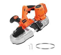 VEVOR Sierra de Cinta Portátil, Corte Profundo de 65 mm 360 W Motor sin Escobillas Sierra de Cinta Inalámbrica y Compacta con Ganchos, Velocidad Variable de 0-192 m/min para Cortar Metal y Madera