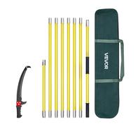 VEVOR Sierra de Pértiga Manual Podadora de Árboles Extensible de 117-800 cm | Herramienta de Jardinería para podar Ramas Altas y Arbustos, Hoja de Acero de 65 Mn, Mango de Fibra de Vidrio, Doble Gancho
