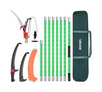 VEVOR Sierra de Pértiga Manual, Podadora de Pértiga Extensible de 118-809,3 cm con Tijeras, Hoja de Acero de 65 Mn, Mango Ligero de Fibra de Vidrio para Podar Ramas Altas, Palmeras y Arbustos