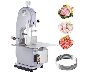 VEVOR Sierra Eléctrica Comercial para Huesos de Carnicero Sierra de Cinta para Huesos 1500 W 300 kg/h Sierra Eléctrica para Carne y Huesos Congelados Mesa 490x380 mm Espesor 4-200 mm para Restaurante