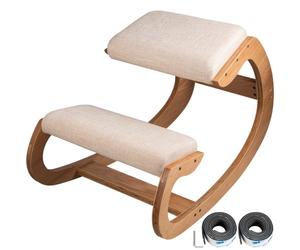 VEVOR Silla Arrodillada Ergonómica Capacidad de Carga 80 kg Taburete Madera Corrección de Postura Oscilante Casa Grande Home Office o Silla de Escritorio, Cojines para Las Rodillas, Color Blanco