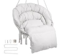 VEVOR Silla Colgante Giratoria de Macramé Carga 150kg Interior Exterior, Beige
