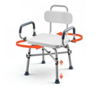 VEVOR Silla de Bañera con Asiento Giratorio, Brazos y Respaldo, Carga de 226 kg, Altura Ajustable de 415 a 540 mm, Asiento de Bañera para Adultos, Personas Mayores, Personas con Discapacidad