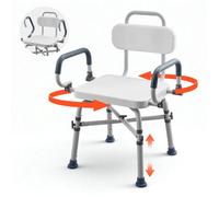 VEVOR Silla de Bañera con Asiento Giratorio, Brazos y Respaldo, Carga de 226 kg, Altura Ajustable de 415 a 540 mm, Asiento de Bañera para Adultos, Personas Mayores, Personas con Discapacidad
