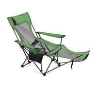 VEVOR Silla de Camping Plegable, 4 Posiciones Ajustables, Silla Reclinable y Portátil con Reposapiés y Reposacabezas, Tejido de Malla, Capacidad de Carga de 100 kg, para Playa y Patio, Verde