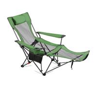 VEVOR Silla de Camping Plegable, 4 Posiciones Ajustables, Silla Reclinable y Portátil con Reposapiés y Reposacabezas, Tejido de Malla, Capacidad de Carga de 100 kg, para Playa y Patio, Verde