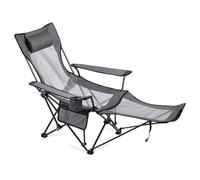 VEVOR Silla de Camping Plegable, 4 Posiciones Ajustables, Silla Reclinable y Portátil con Reposapiés y Reposacabezas, Tejido de Malla, Capacidad de Carga de 100 kg, para Playa y Patio, Gris