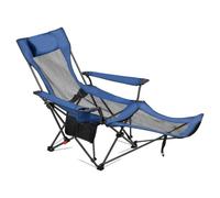 VEVOR Silla de Camping Plegable, 4 Posiciones Ajustables, Silla Reclinable y Portátil con Reposapiés y Reposacabezas, Tejido de Malla, Capacidad de Carga de 100 kg, para Playa y Patio, Azul