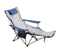 VEVOR Silla de Camping Plegable, 4 Posiciones Ajustables, Silla Reclinable y Portátil para Adultos con Reposapiés y Cojín Suave, Capacidad de Carga de 100 kg, para Playa, Jardín y Patio, Gris