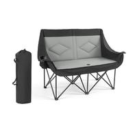 VEVOR Silla de Camping Plegable Doble, Capacidad Máxima de 300 kg con Respaldo Acolchado, Silla de Pesca de Tela Oxford 600D Portátil con Portavasos y Bolsillos para Exteriores Playa Jardín 2 Personas