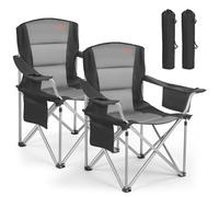 VEVOR Silla de Camping Plegable Grande Capacidad Máxima de 204 kg, Paquete de 2, Silla de Camping Portátil con Respaldo, Reposabrazos Acolchados, Bolsa térmica, Portavasos y Bolsillo para Exteriores