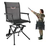 VEVOR Silla de Caza Giratoria Silenciosa de 360°, Plegable, Ligera y Portátil, con Estructura de Acero Resistente, Asiento Tipo Taburete, Reposabrazos y Correa Transporte Ajustable, Carga 136 kg