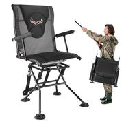 VEVOR Silla de Caza Giratoria Silenciosa de 360°, Plegable y Portátil, con Estructura de Acero Resistente, Reposabrazos, Correa de Transporte Ajustable, Patas Antihundimiento, 500 x 440 x 995 mm