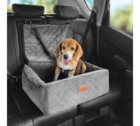 VEVOR Asiento de Coche para Perros 18 kg Asiento Elevado Impermeable para Mascotas Bolsillo de Almacenamiento Correa de Seguridad con Clip Acolchado de Esponja de Algodón PP para Coche, Gris