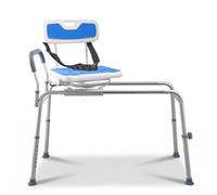 VEVOR Silla de Ducha con Asiento Giratorio, Asiento de Bañera Deslizante Carga de 180 kg, Banco de Transferencia de Bañera con Brazos y Respaldo, Ajuste de Altura 15 Niveles, para Personas Mayores
