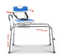 VEVOR Silla de Ducha con Asiento Giratorio, Asiento de Bañera Deslizante Carga de 180 kg, Banco de Transferencia de Bañera con Brazos y Respaldo, Ajuste de Altura 15 Niveles, para Personas Mayores