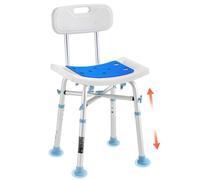 VEVOR Silla de Ducha con Respaldo, Asiento para Baño, Altura de 3 Niveles | Para Personas Mayores, Discapacitadas, Lesionadas, Capacidad de 226,8 kg, Estructura de Aluminio, Con Patas Antideslizantes