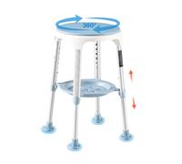 VEVOR Silla de Ducha Giratoria 360°, Taburete para Baño Altura 6 Niveles | Para Personas Mayores, Con Bandeja de Almacenamiento, Capacidad de 158,8 kg, Estructura de Aluminio, Patas Antideslizantes
