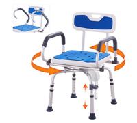 VEVOR Silla de ducha giratoria de 360 grados, asiento de ducha ajustable con brazos pivotantes para duchas o bañeras interiores, silla de ducha giratoria antideslizante para personas mayores discapaci