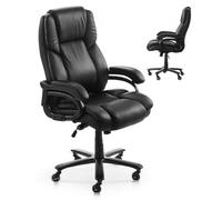 VEVOR Silla de Ejecutiva con Respaldo Alto Soporte Lumbar Control de Perilla Silla de Oficina con Inclinación Altura Ajustable Silla Giratoria de Cuero PU para Trabajar, Estudiar, Jugar, Negro