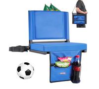 VEVOR Silla de Estadio Plegable, con Respaldo, Asiento Acolchado con Correa para el Hombro, Portavasos, Gancho y Bolsillo Lateral, Azul, 1 ud, 325 x 430 x 385 mm, Tela Oxford 600D Impermeable