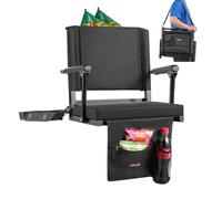 VEVOR Silla de Estadio Portátil, con Respaldo de 95° y Reposabrazos, Multiusos, para el Hombro, Portavasos y Gancho, Fabricada en Tela Oxford 600D Impermeable, Color Negro, 365 x 495 x 425 mm