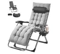 VEVOR Silla de Gravedad Cero 645 mm Sillón Reclinable para Jardín Tumbona para Terraza Capacidad de 226,8 kg Tumbona Antigravedad Ajustable con Cojín Reposacabezas Reposapiés Portavasos, Gris