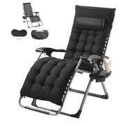 VEVOR Silla de Gravedad Cero 645 mm Sillón Reclinable Tumbona de Jardín, Negro