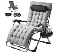 VEVOR Silla de Gravedad Cero 825 mm Sillón Reclinable para Jardín Tumbona para Terraza Capacidad de 226,8 kg Tumbona Antigravedad Ajustable con Cojín Reposacabezas Reposapiés Portavasos, Gris