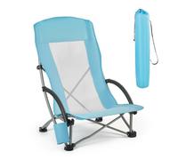 VEVOR Silla de Playa Plegable Capacidad Máxima de 150 kg con Respaldo Alto de Malla, Almohada, Silla de Camping Portátil, Ancho, Resistente con Portavasos para Picnics Barbacoa Exteriores Aire Libre