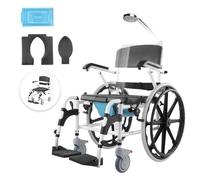 VEVOR Silla de Ruedas de Ducha de Aleación de Aluminio para Ducha Interior, Silla de Ducha con Ruedas Ajustable con Freno para Adultos Discapacitados, Carga de 136 kg, 1015 x 620 x 920 mm, Negro