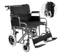 VEVOR Silla de Ruedas de Transporte de Acero al Carbono para Adultos, con Reposabrazos Desmontable, Freno Autoblocante, Capacidad de Peso de 136 kg, para los Discapacitados, 1045 x 770 x 918 mm