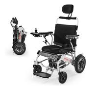 VEVOR Silla de Ruedas Eléctrica para Adultos Capacidad de 136 kg Respaldo Ajustable Plegable Ligera Motorizada Autonomía de 21 km Asiento de 53 cm Todoterreno para Personas Mayores, Discapacitadas
