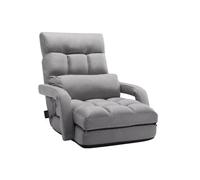 VEVOR Silla de Suelo, Sillón de Suelo con 5 Posiciones Ajustables y Respaldo, Sillón Plegable con Reposabrazos para Adultos, Sofá Cama con Cojín de Respaldo para Sala de Estar y Dormitorio, Gris